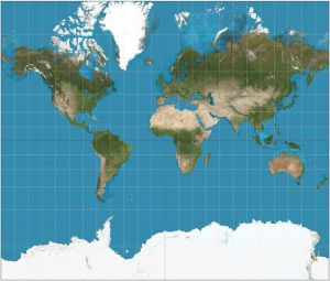 Mapa Mercator. Foto: Wikipedia.