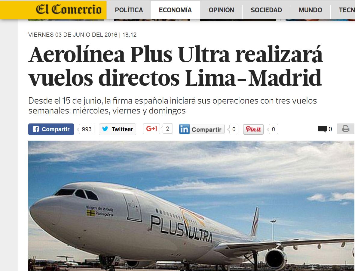 Plus Ultra. Imagen: captura El Comercio