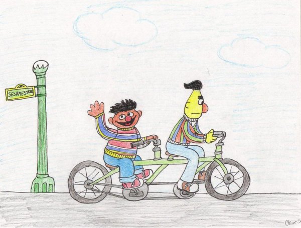 ernie_and_bert_ride_a_bike_by_spongebobluvr66