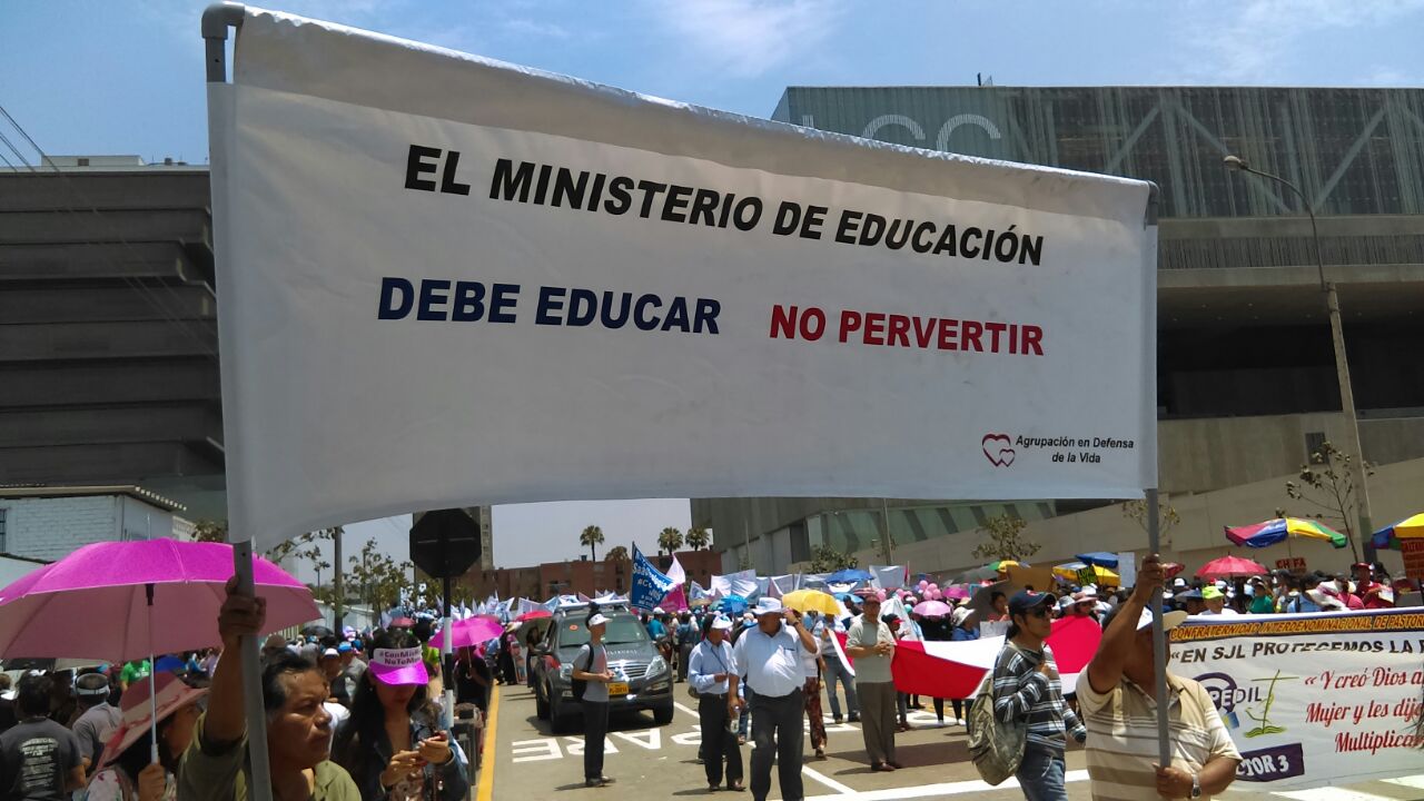 Imágenes del plantón de hoy en el Ministerio de Educación contra la terrorífica "ideología de género". Foto: Útero.Pe