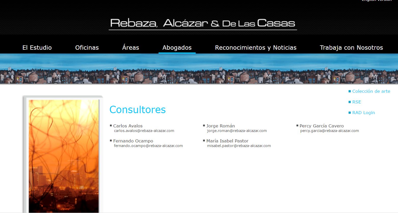 El abogado de la inmobiliaria es consultor en el estudio Rebaza, Alcázar y De las Casas. Imagen: captura web