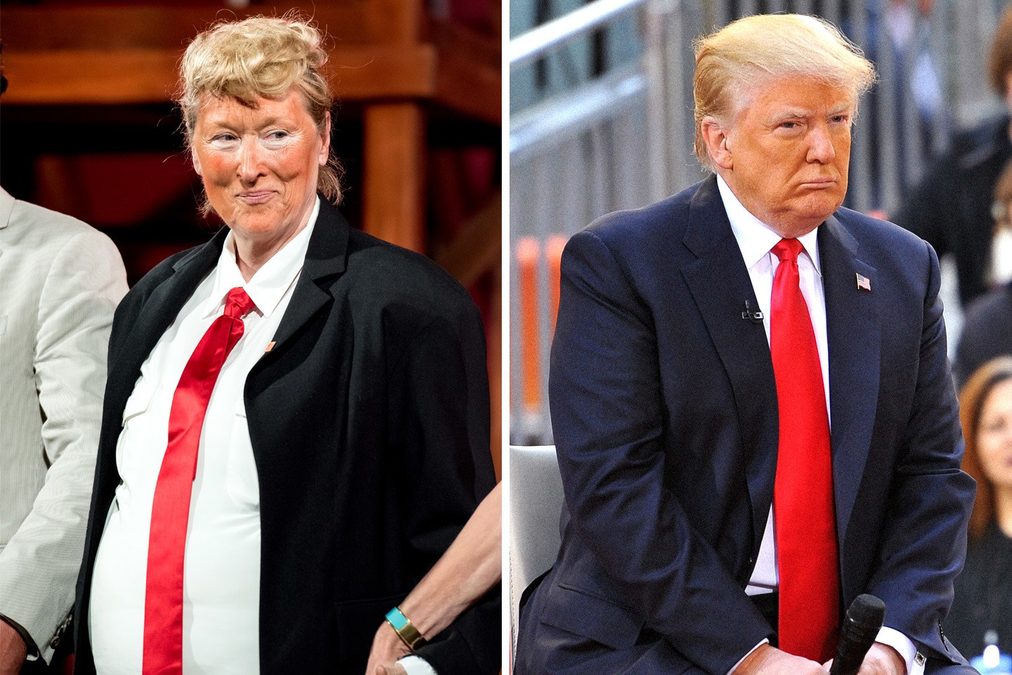 Durante la campaña presidencial en Estados Unidos, Meryl Streep se disfrazó de Trump para parodiarlo. Imagen vía: world24