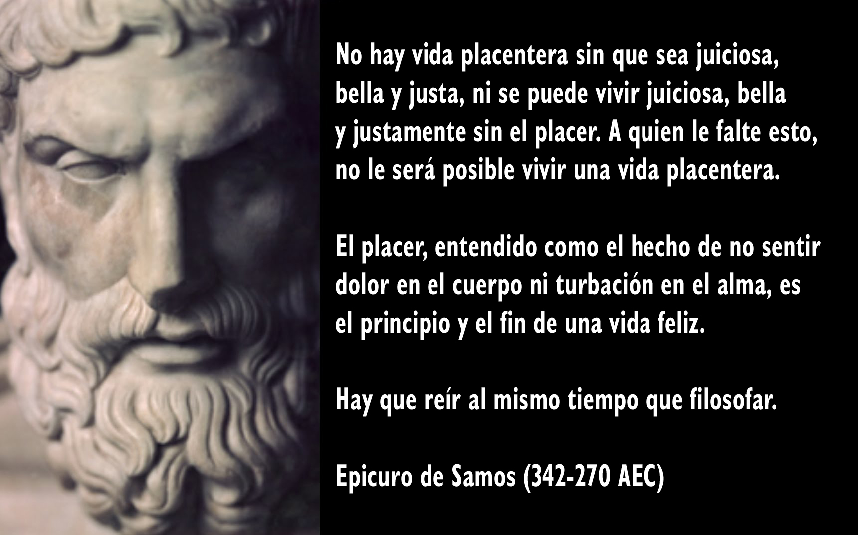 Se dice que Epicuro de Samos escribió unas 300 obras, pero son muy pocas las que han sobrevivido: apenas unas tres cartas completas, algunas recopilaciones de máximas, fragmentos aislados y menciones por parte de otros autores.