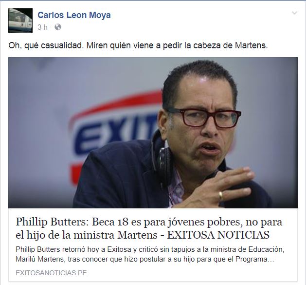 Disclaimer: Carlos León Moya fue funcionario de la PCM hasta hace pocas semanas. Imagen: Facebook