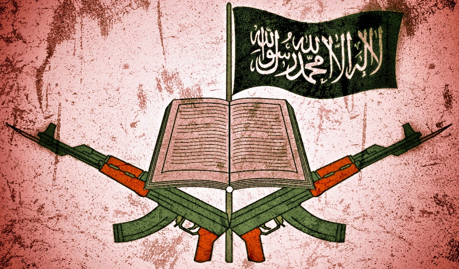 El Coran, la bandera del Daesh y el fusil para imponer su versión "pura" del Islam via Revista El Medio