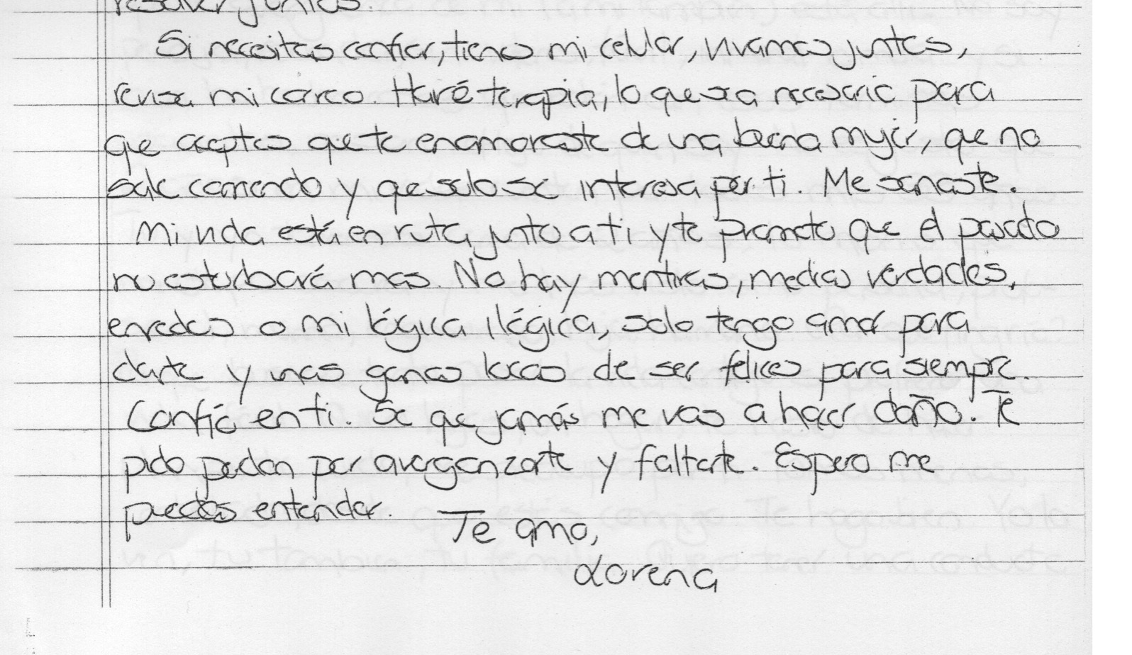 La carta escrita por Lorena. Imagen: Útero.Pe