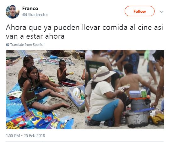 El hombre que no comía en la playa. Imagen: Twitter