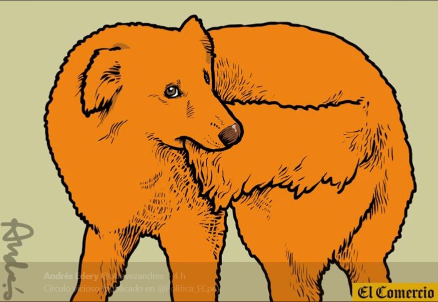 Fino el perro naranja que se muerde la cola. Caricatura de Andrés Edery para El Comercio