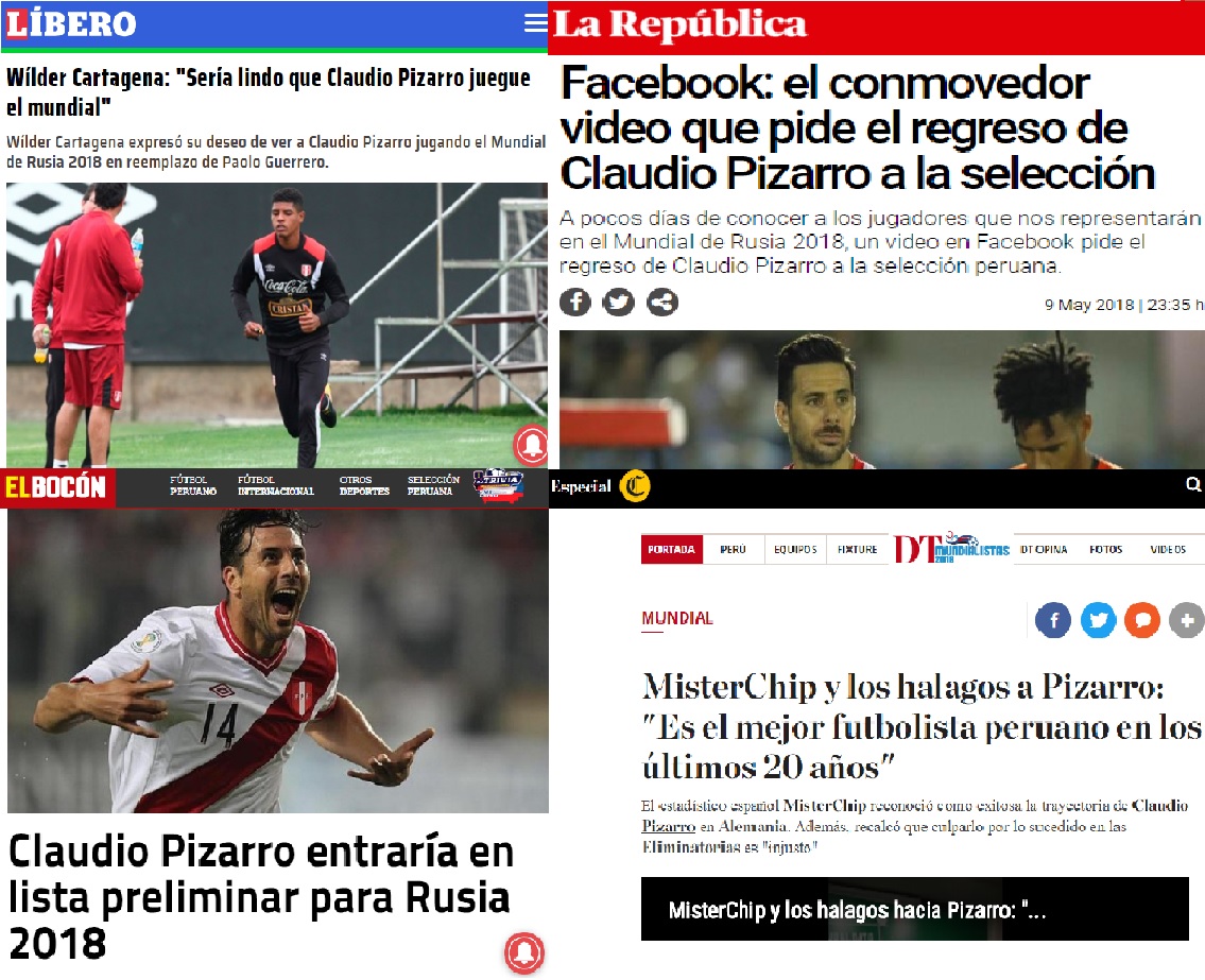 Pizarro otra vez en los empalagosos titulares de los medios. 