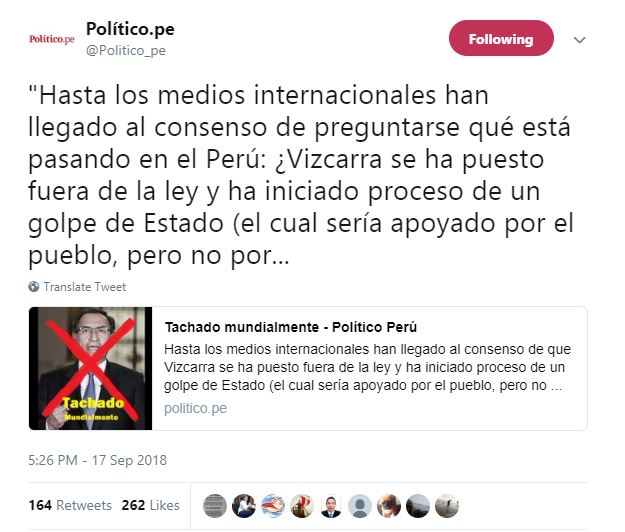 Imagen: Twitter de Político.Pe