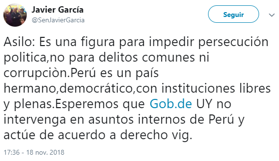 Javier García es uno de los 10 senadores del Partido Nacional (llamados los blancos) cuya ideología va de centro a derecha. Foto: Captura / Twitter