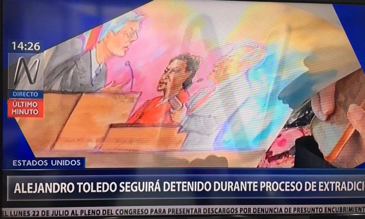 Según el corresponsal de Canal N, Toledo estuvo con el típico traje naranja de los presos yanquis. 
