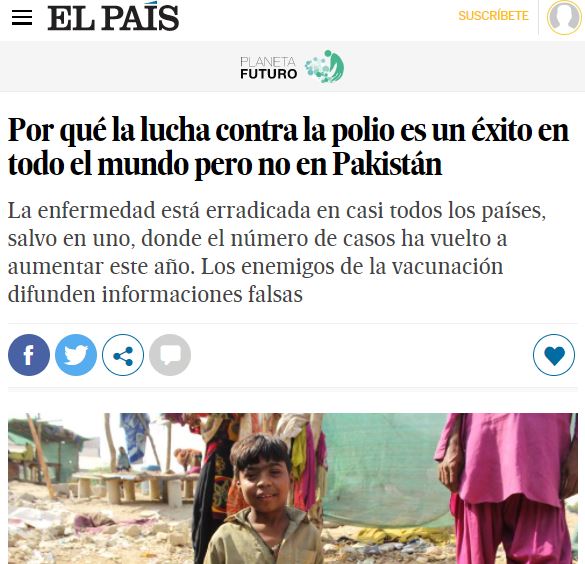 Que alguien le avise que una de las vacunas más exitosas es la de la polio (causada por un virus) y que solamente ha fracasado en los lugares donde hay antivacunas como él. Imagen: El País de España