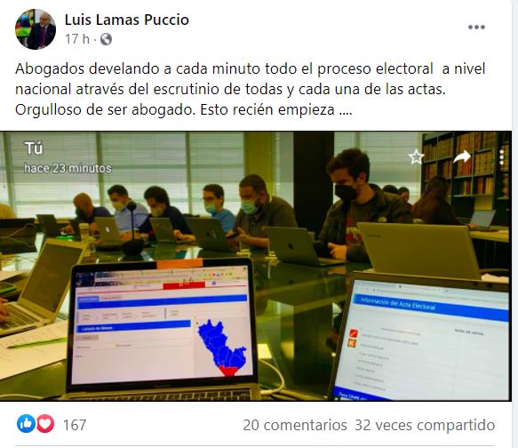 Blankos con estudios superiores salvando al Perú de las garras de la dictadura provinciana. Thanks! Imagen: Captura de Facebook