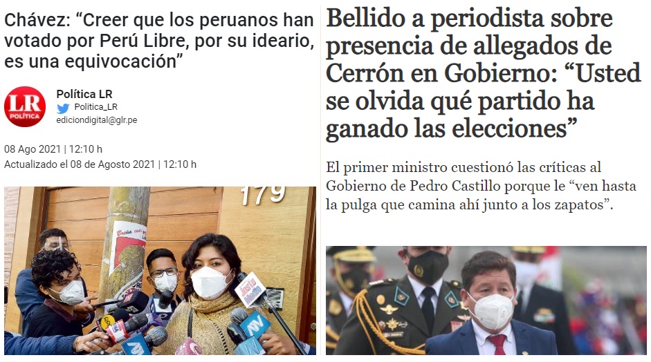 Dos posturas dentro de PL lideradas por Betsy Chávez y Waldemar Cerrón. La declaración de Cerrón hermano es de mayo, pero esa facción sigue pensando igual.