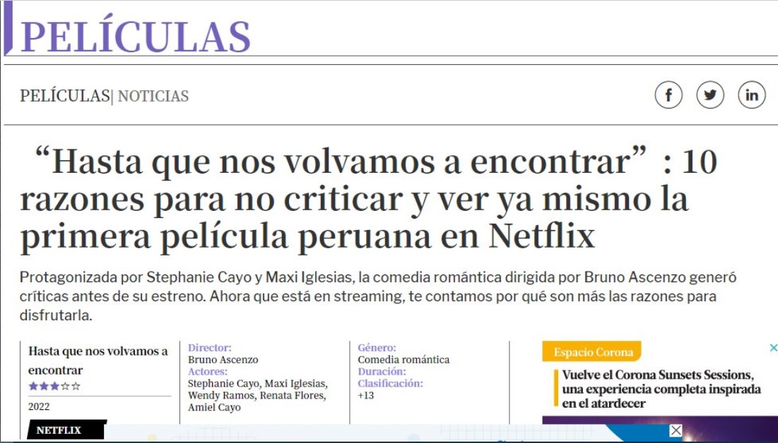 El título original era este. No critiques. Imagen: captura web El Comercio